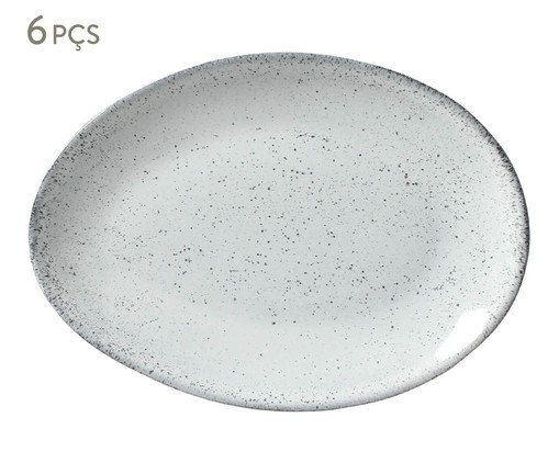 Jogo de Pratos para Sobremesa Oval Orgânico Echo Branco, Branco | WestwingNow