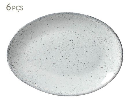 Jogo de Pratos para Sobremesa Oval Orgânico Echo Branco