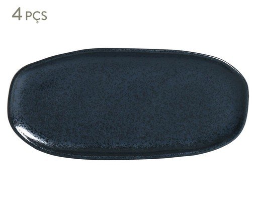 Jogo de Travessas Oval Rasa Pequena Orgânico Night Blue, Azul | WestwingNow