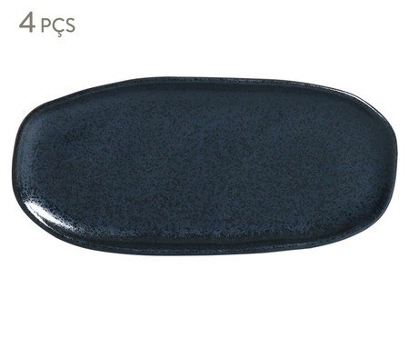 Jogo de Travessas Oval Rasa Pequena Orgânico Night Blue