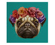 Placa de Madeira Estampada Cachorro com Coroa de Flores, Colorido | WestwingNow