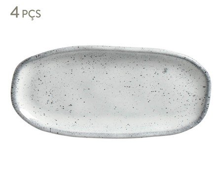 Jogo de Travessas Oval Rasa Mini Orgânico Echo Branco