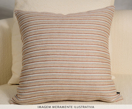 Almofada em Linho Bordada Stripe Quadrada - Rosé e Cinza | WestwingNow