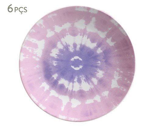 Jogo de Pratos Rasos Tie Dye, Rosa | WestwingNow