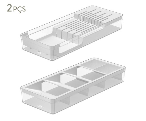 Jogo de Organizadores para Facas e Talheres Clear - Branco Fechado, white | WestwingNow