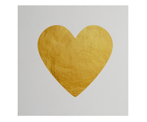 Placa de Madeira Estampada Heart, Dourado | WestwingNow