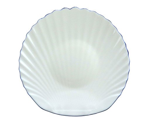 Prato para Sobremesa com Filete Azul Concha, Branco | WestwingNow