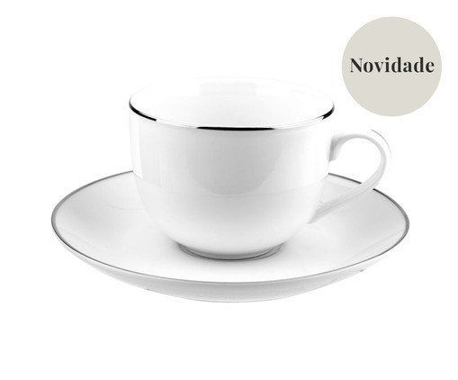 Xícara para Café com Filete Prateado Charmant, Branco | WestwingNow