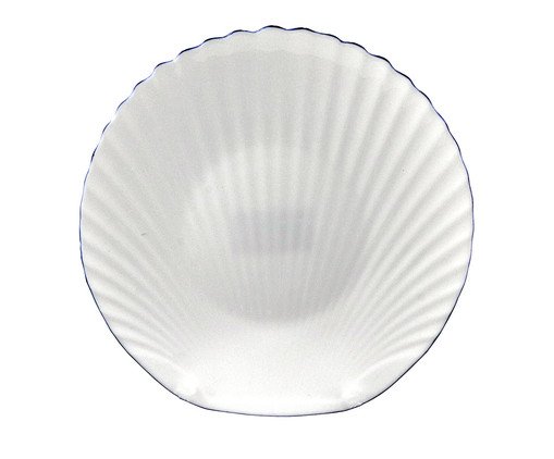 Prato Fundo com Filete Azul Concha, Branco | WestwingNow