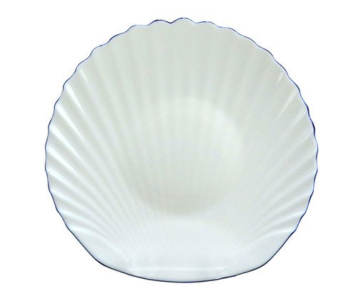 Prato Raso com Filete Azul Concha, Branco | WestwingNow