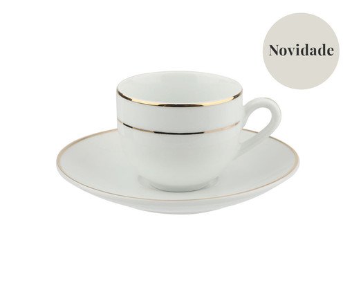 Xícara para Café com Filete Dourado Double, Branco | WestwingNow