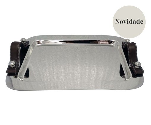 Bandeja Retangular com Alça Doux, Prata ou Metálico | WestwingNow