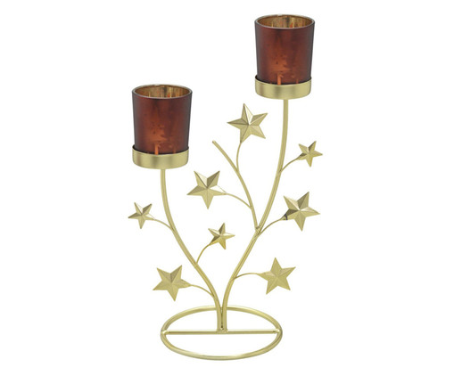 Candelabro Natalino para Duas Velas - Dourado, gold | WestwingNow