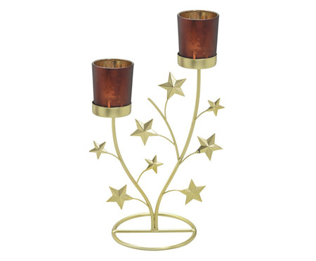 Candelabro Natalino para Duas Velas - Dourado