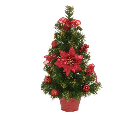 Mini Árvore de Natal Decorada com Flores - Vermelha