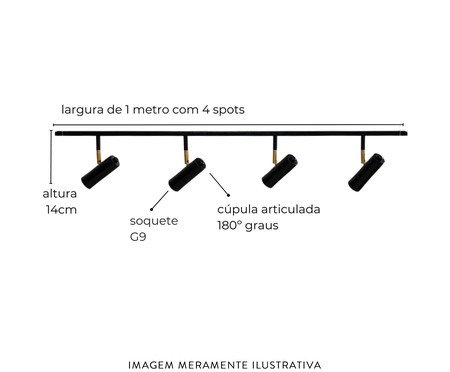 Trilho de Teto Amaya com 4 Spots Preto | Westwing