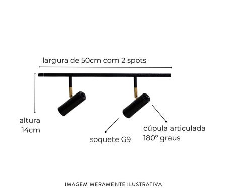 Trilho de Teto Amaya com 2 Spots Preto | Westwing