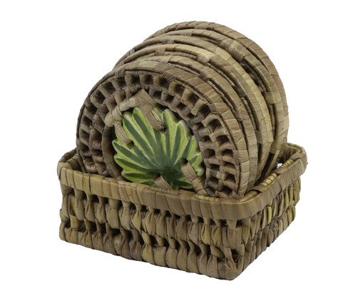 Jogo de 06 Peças Fibra Natural Palmeira com Base, green | WestwingNow