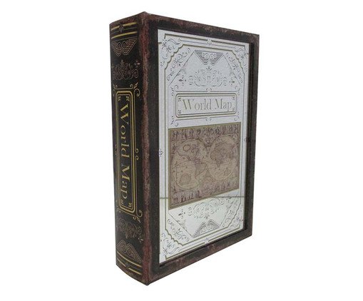 Caixa Livro World Map, Preto | WestwingNow