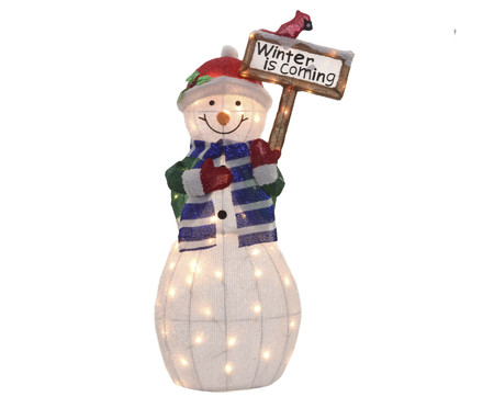 Boneco de Neve com Luz Bivolt Azul