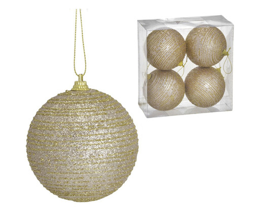 4 Bolas Natal Decorada Bronze II, Bronze | WestwingNow