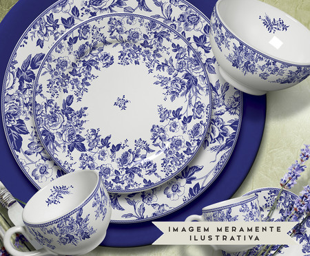 Jogo de Pratos para Sobremesa Blue Garden em Cerâmica - Azul | WestwingNow