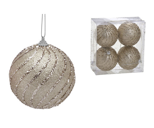 4 Bolas Natal Decorada Bronze I, Bronze | WestwingNow