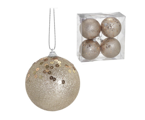 4 Bolas Natal Decorada Bronze, Bronze | WestwingNow