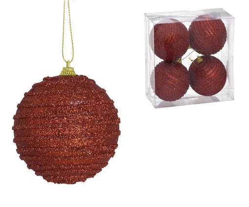 4 Bolas Natal Decorada Vermelho, red | WestwingNow