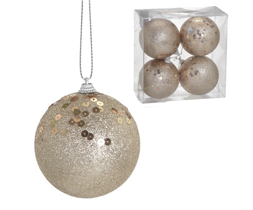 4 Bolas Natal Decorada Bronze IV, Bronze | WestwingNow