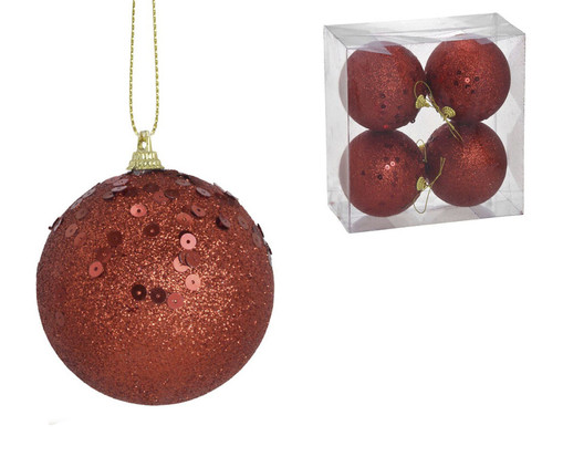 4 Bolas Natal Decorada Vermelho, red | WestwingNow