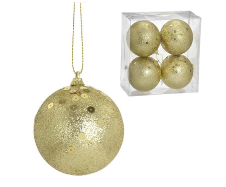 4 Bolas Natal Decorada Dourado V