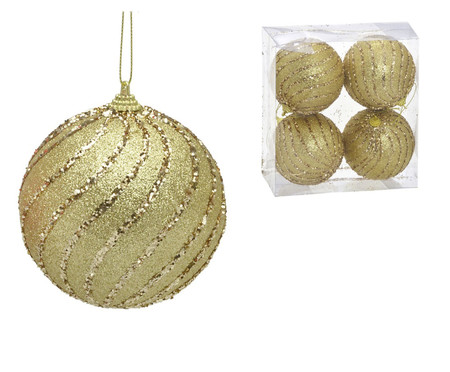 4 Bolas Natal Decorada Dourado I