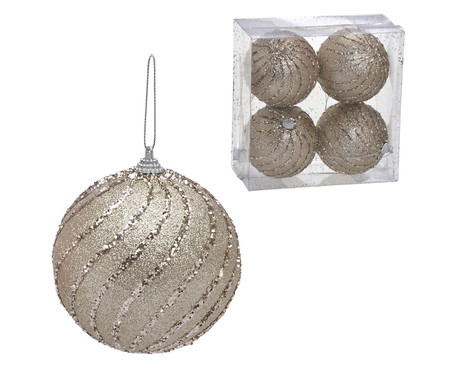 4 Bolas Natal Decorada Bronze I