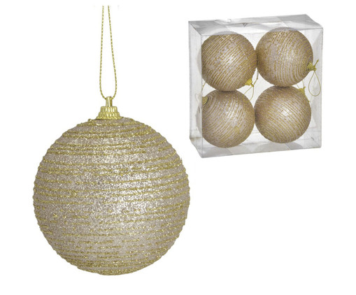 4 Bolas Natal Decorada Bronze II, Bronze | WestwingNow