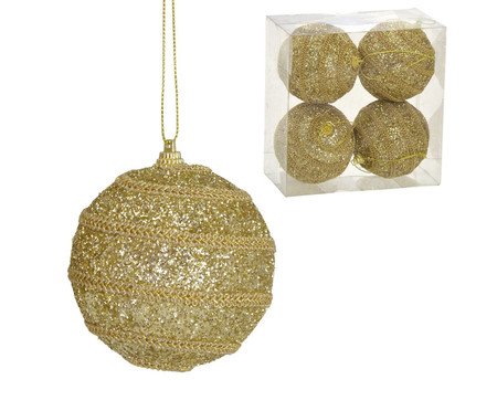 4 Bolas Natal Decorada Dourado IV | Westwing