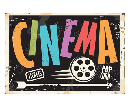 Placa de Madeira Estampada Cinema