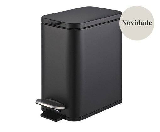 Lixeira com Pedal Frame Preta, Preto | WestwingNow