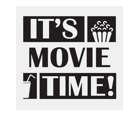 Placa de Madeira Estampada It's Movie Time!