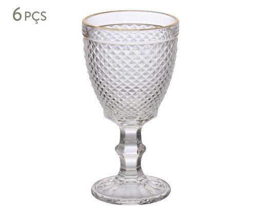 Jogo de Taças para Vinho com Borda Dourada Bico de Jaca, Transparente | WestwingNow