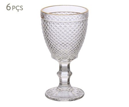 Jogo de Taças para Vinho com Borda Dourada Bico de Jaca | Westwing