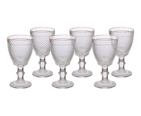 Jogo de Taças para Vinho com Borda Dourada Bico de Jaca | Westwing