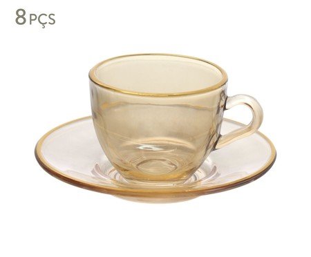 Jogo de Xícaras para Café com Borda Dourada Menfis Ambar | Westwing