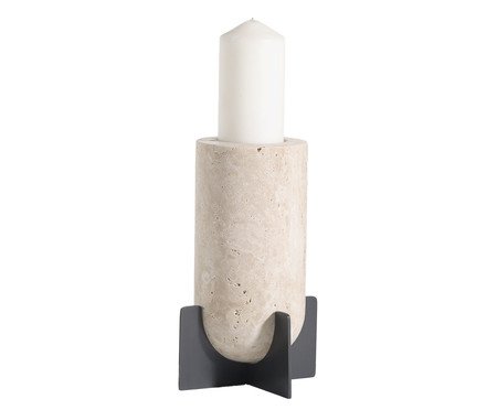 Castiçal em Metal em Pedra Médio - Bege | Westwing