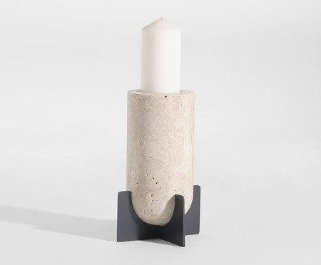 Castiçal em Metal em Pedra Médio - Bege | Westwing