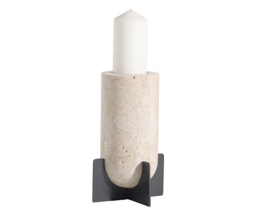 Castiçal em Metal em Pedra Médio - Bege, beige | WestwingNow