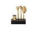 Jogo para Bar em Inox com Base Madeira I - Dourado, gold | WestwingNow