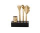 Jogo para Bar em Inox com Base Madeira I - Dourado, gold | WestwingNow