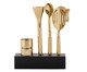 Jogo para Bar em Inox com Base Madeira I - Dourado, gold | WestwingNow