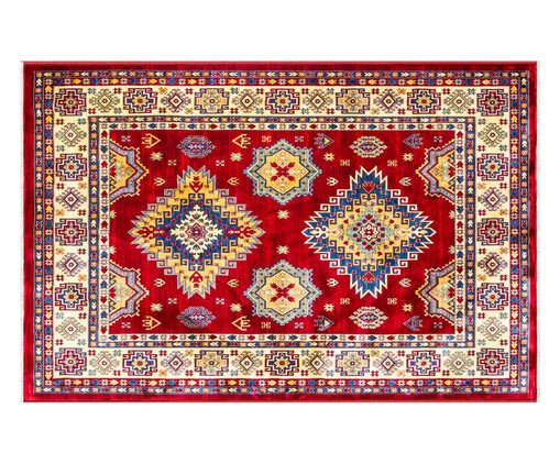 Tapete Turco Kasakh Mira - Vermelho, Creme e Azul, Vermelho, Creme e Azul | WestwingNow
